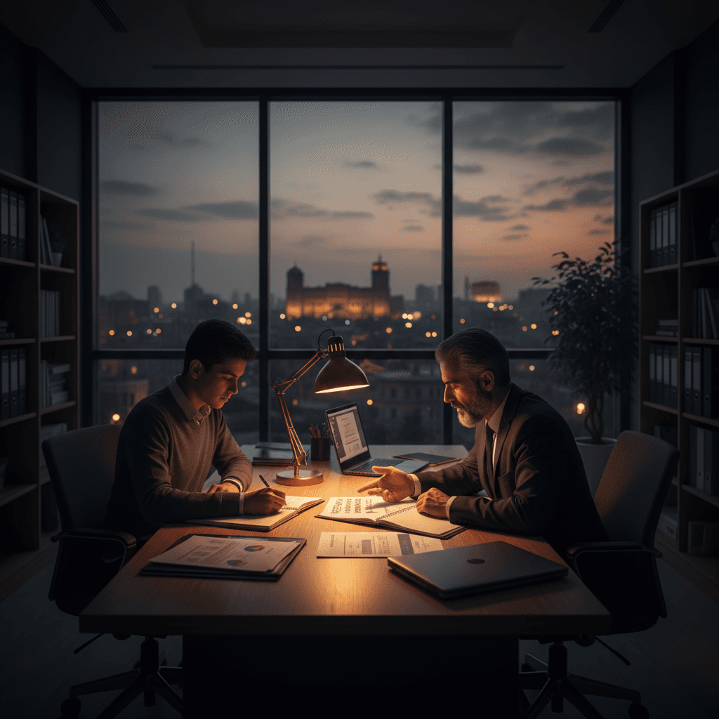 مستشار تعليمي يساعد طالب على اختيار تخصصه