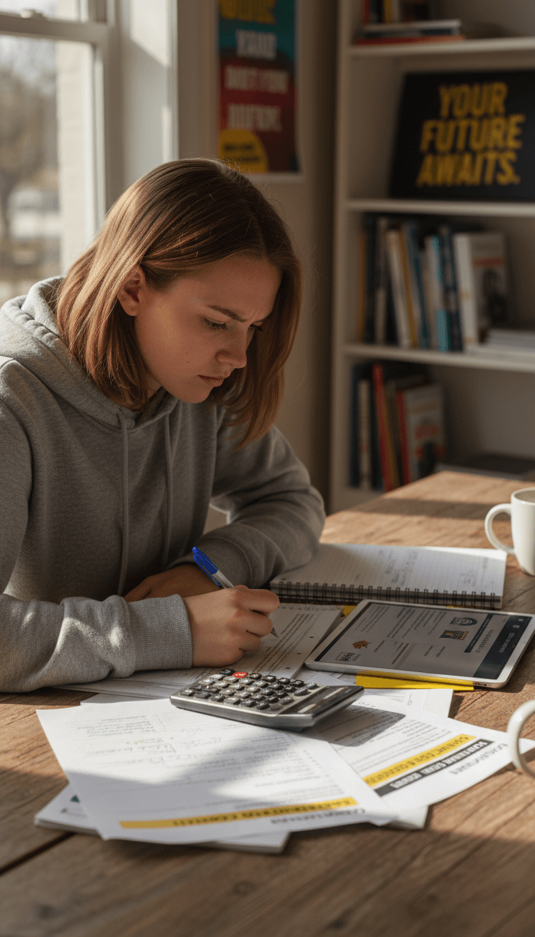 طالب ثانوي يراجع معلومات درجات القبول والتخصصات الجامعية