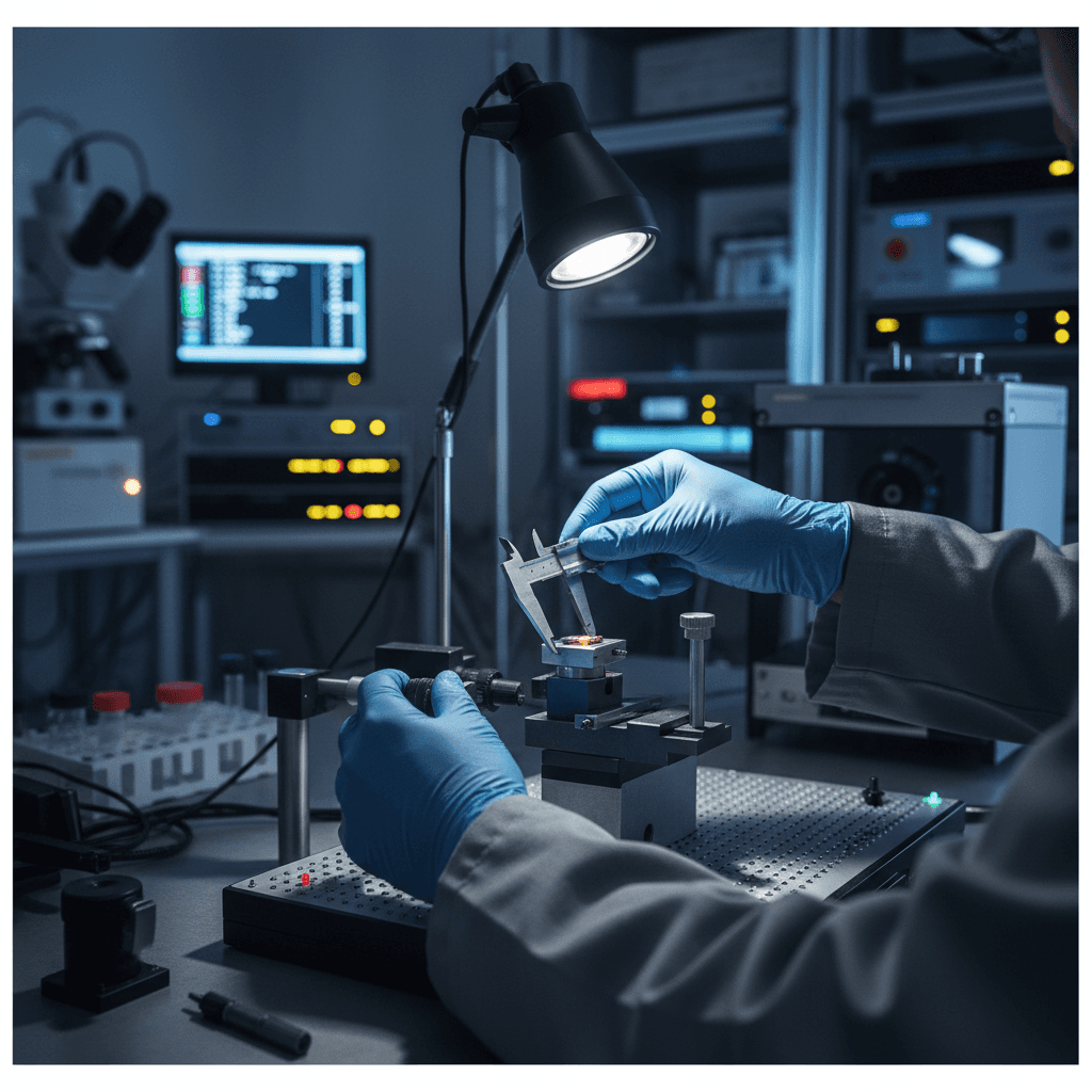باحث هندسي يجري تجارب في مختبر