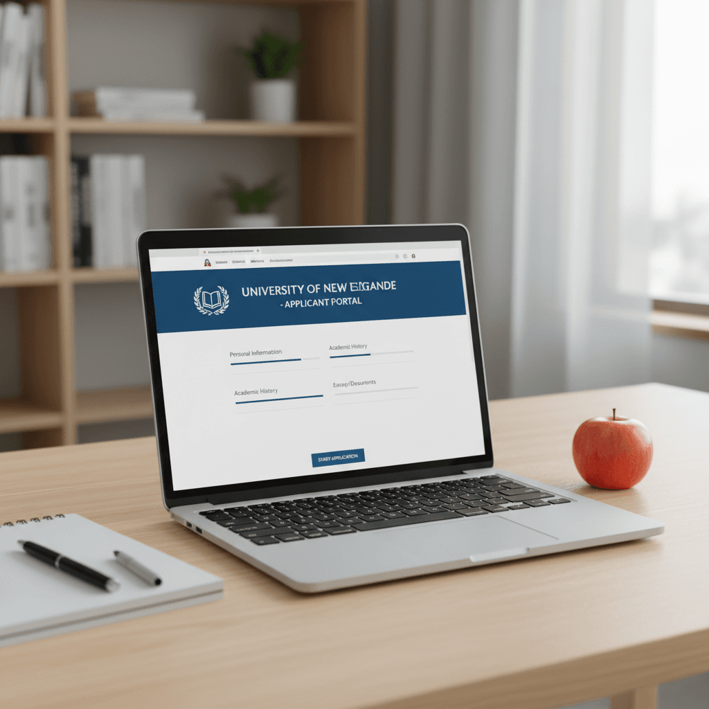 لابتوب مفتوح يعرض موقع التنسيق الجامعي على مكتب