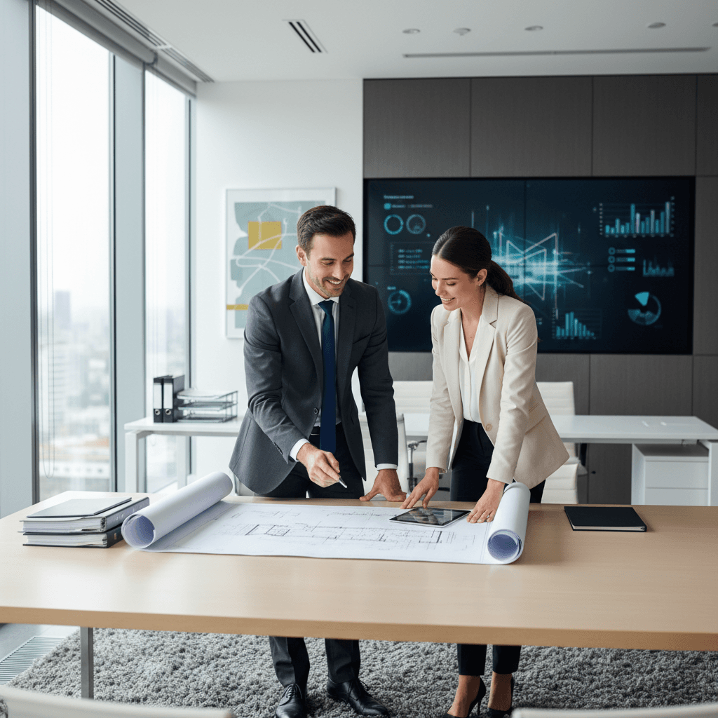 استشاري هندسي يناقش مع عميل