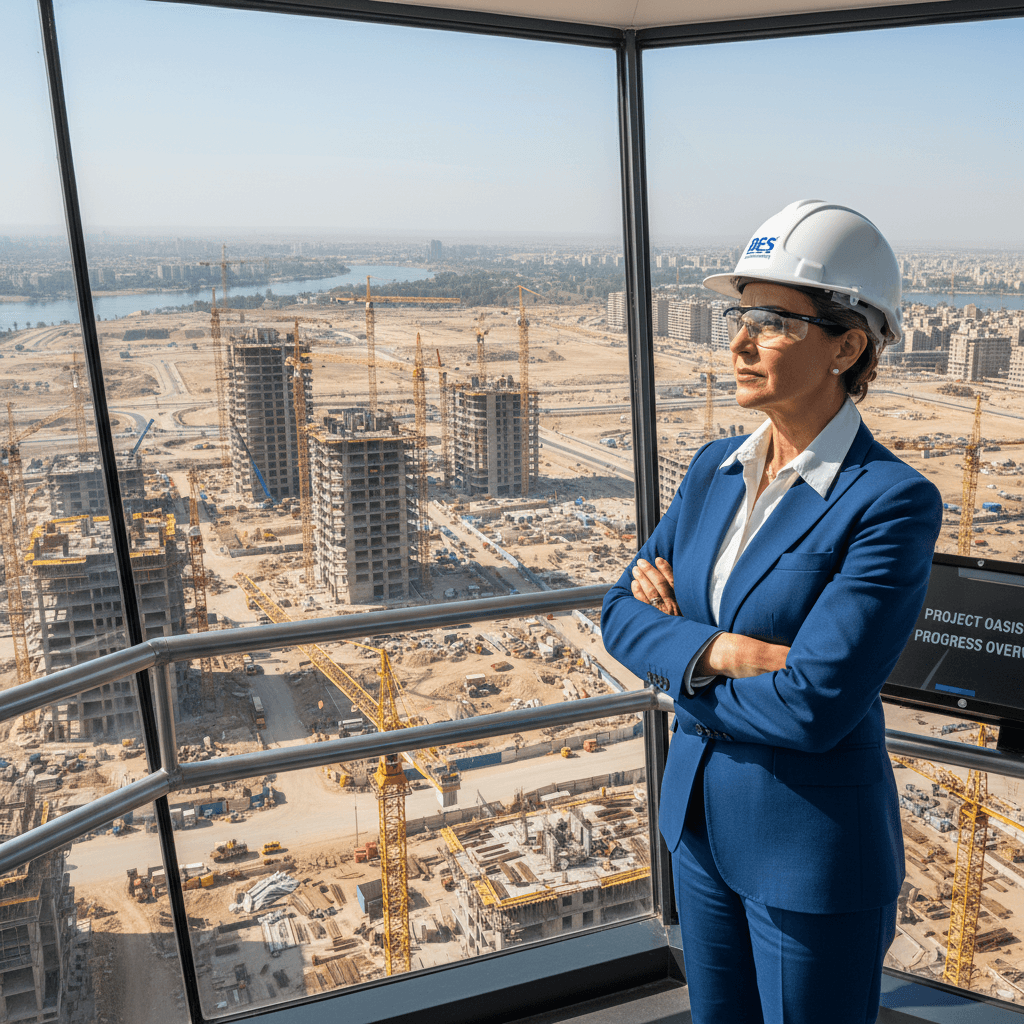 مدير مشروع بناء في موقع عمل كبير