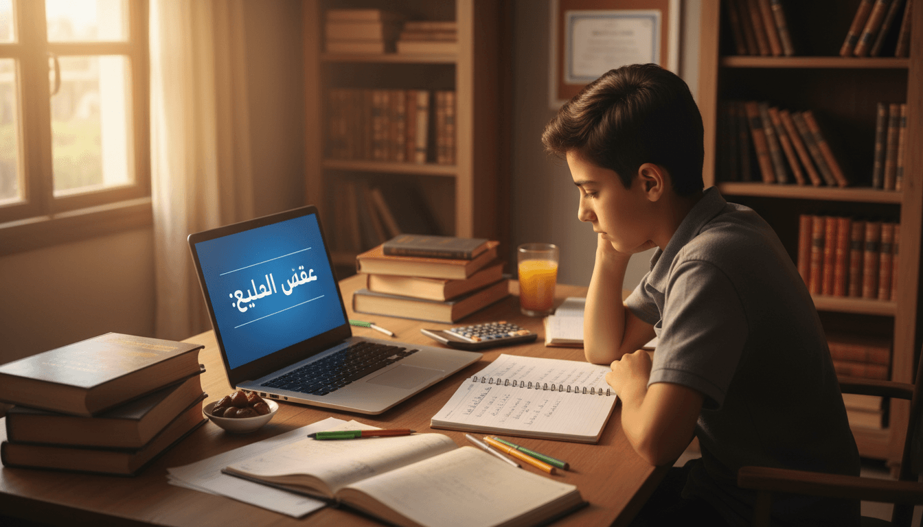 طالب ثانوية عامة يحسب مجموعه وينظر إلى نتائجه على الكمبيوتر