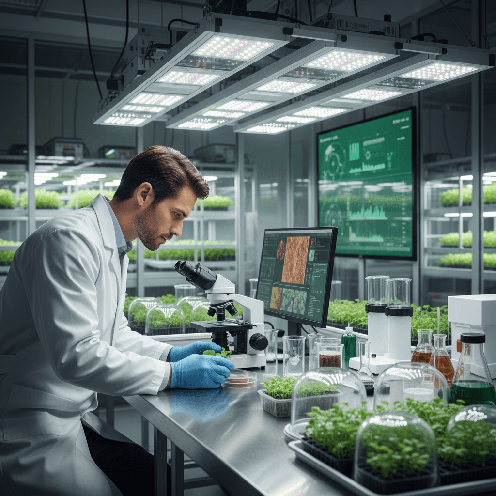 باحث زراعي في المختبر