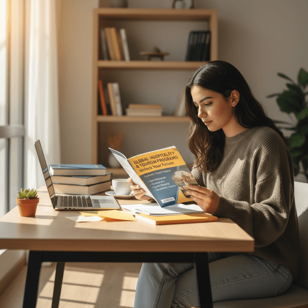 طالب يراجع معلومات تنسيق كلية السياحة والفنادق