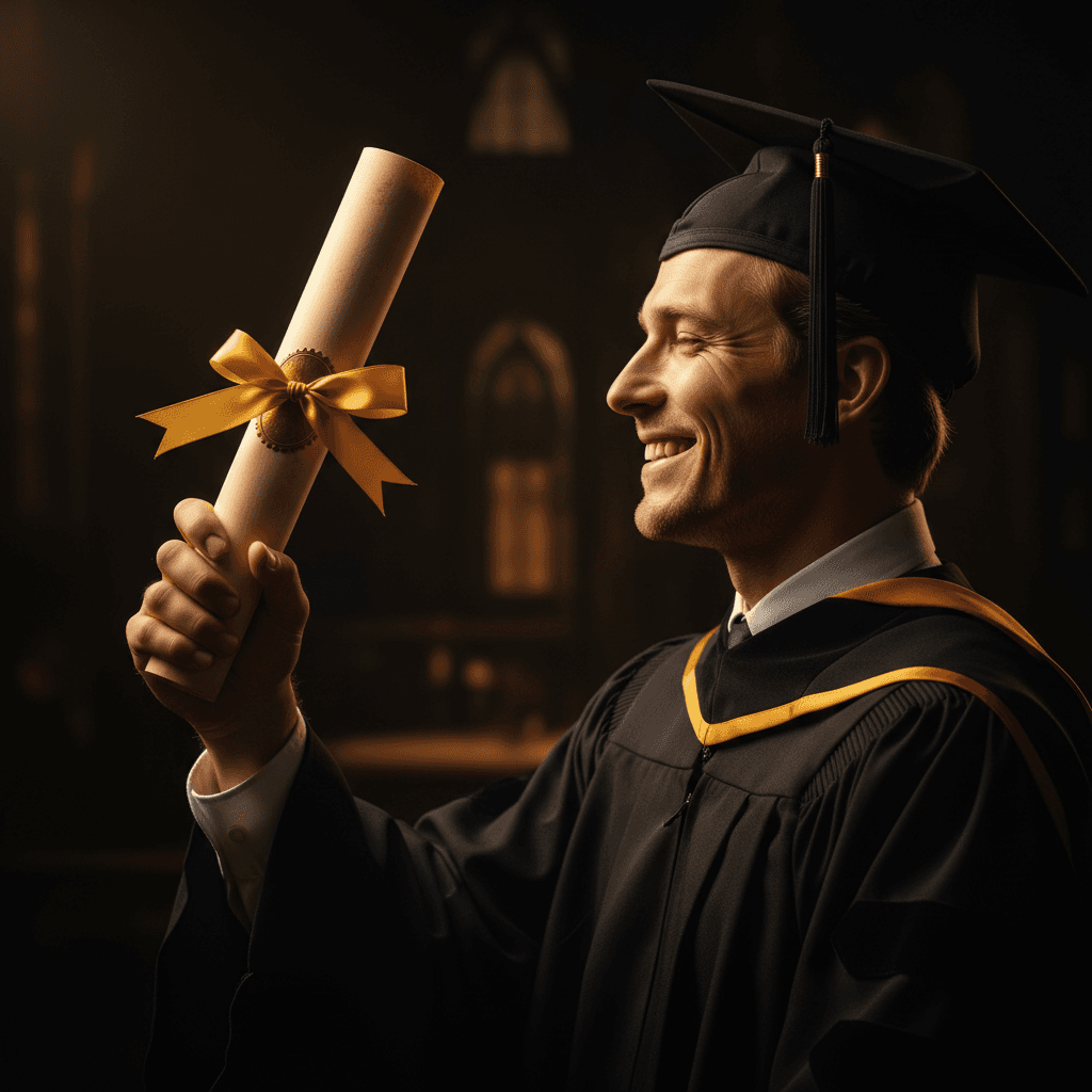 طالب حاصل على شهادة التخرج الجامعية