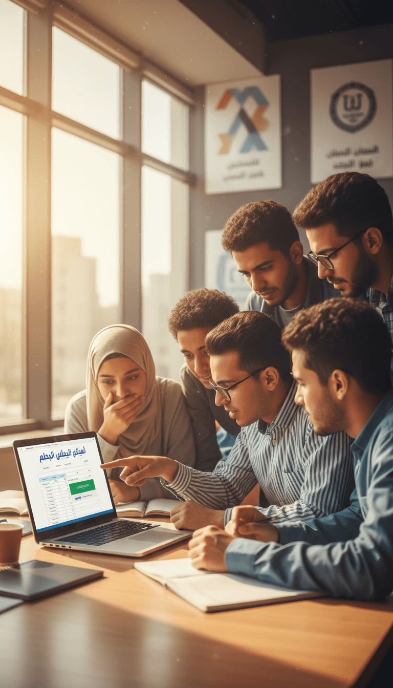 مجموعة من طلاب الثانوية العامة يناقشون نتائج التنسيق معاً