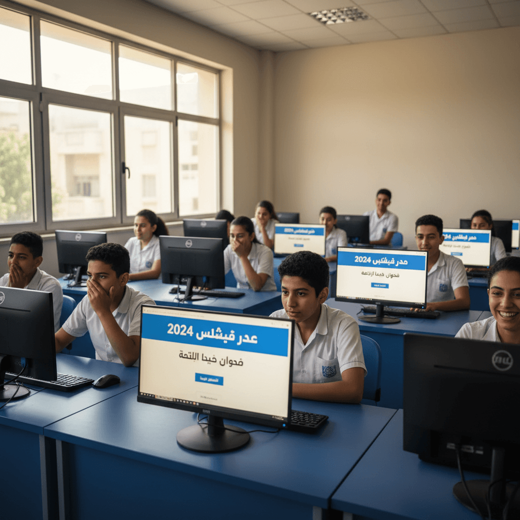 طلاب يفحصون نتائج التنسيق على الحاسوب